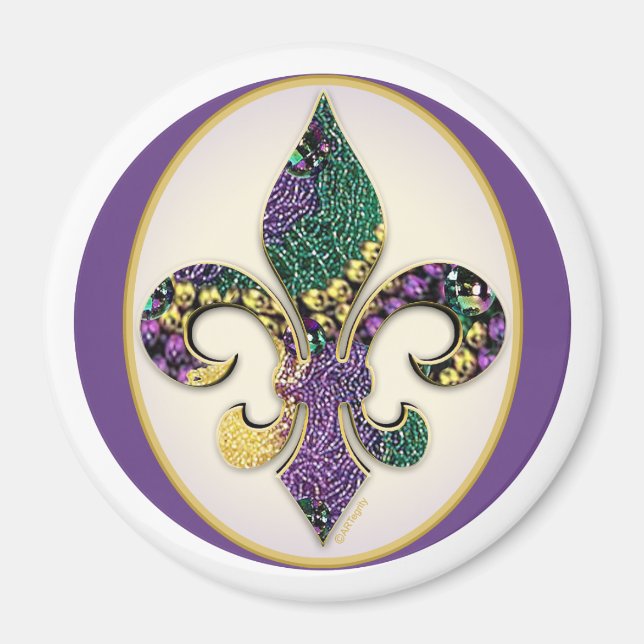 Imán Mardi Gras Bead Fleur de lis (Frente)