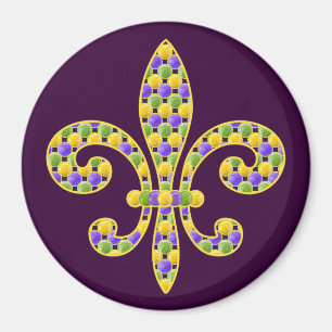 Imán Mardi Gras Bead Fleur de lis