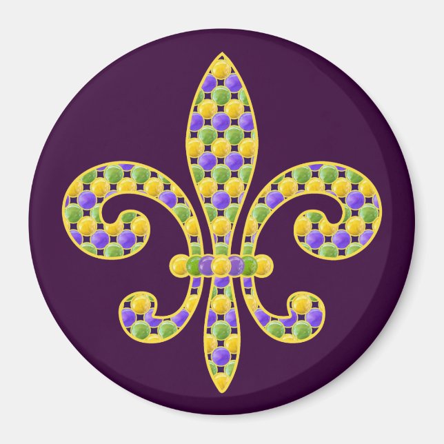 Imán Mardi Gras Bead Fleur de lis (Frente)