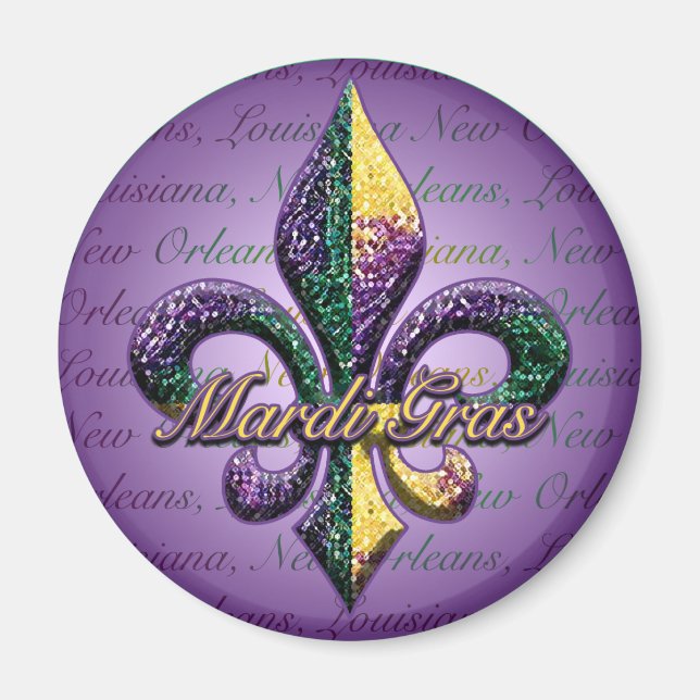 Imán Mardi Gras Bead Fleur de lis 2 (Frente)