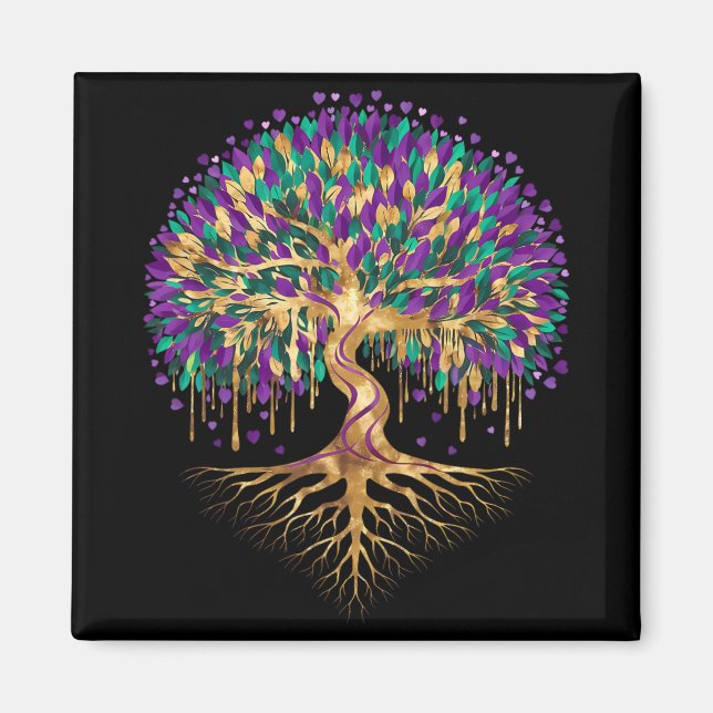 Imán Mardi Gras Bead Tree Carnival New Orleans 2025 Wom (Frente)