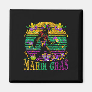 Imán Mardi Gras Bigfoot Divertidos niños Sasquatch Mard