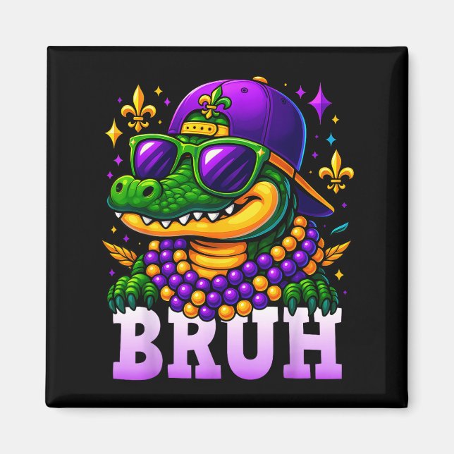 Imán Mardi Gras Bruh Mardigator Alligator Costume Teens (Frente)
