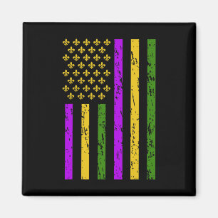 Imán Mardi Gras celebra la bandera del Mardi Gras