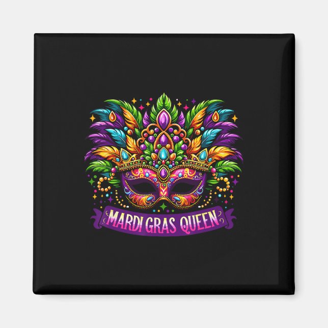 Imán Mardi Gras Chicas de ropa de cama reina Mardi (Frente)