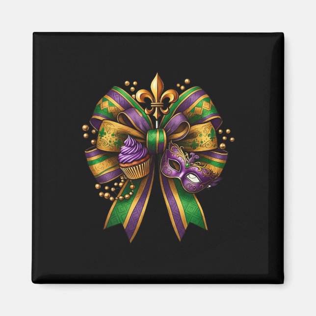 Imán Mardi Gras Coquette Bow (Frente)