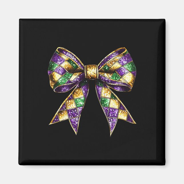 Imán Mardi Gras Coquette Bow New Orleans Fat Tuesday Wo (Frente)