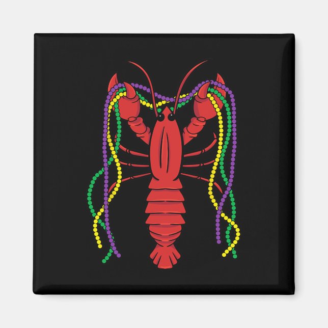 Imán Mardi Gras Crawfish Vestido Carnaval Celda de lang (Frente)