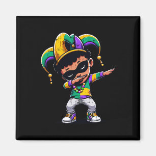 Imán Mardi Gras Dabbing Boy Black Funny Set Jester H