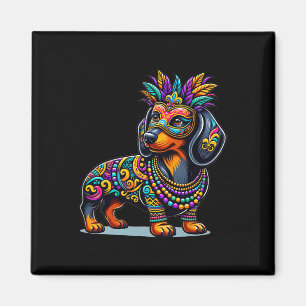 Imán Mardi Gras Dachshund Perros Máscara Carnaval Festi