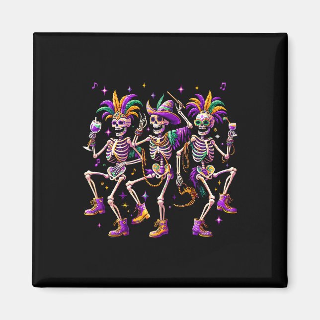 Imán Mardi Gras Dancing Skeleton Funny (Frente)