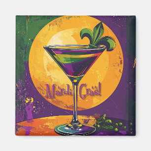 Imán Mardi Gras de mediados de siglo Martini Fleur De L