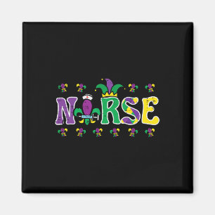 Imán Mardi Gras Enfermera Jester Scrub Top Carnival Rn