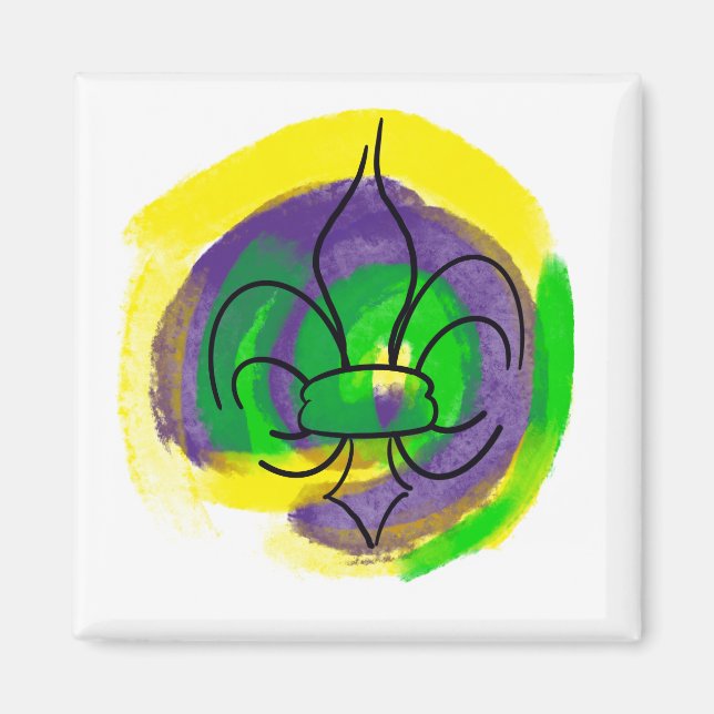 Imán Mardi Gras Fleur De Lis (Frente)