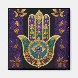Imán Mardi Gras Gold Purple Green Hamsas Art