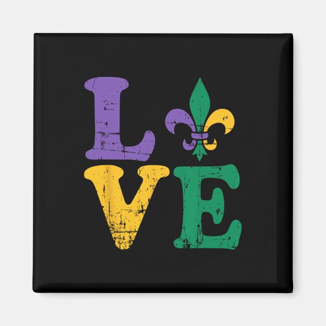 Imán Mardi Gras Love Fleur De Lis (Frente)