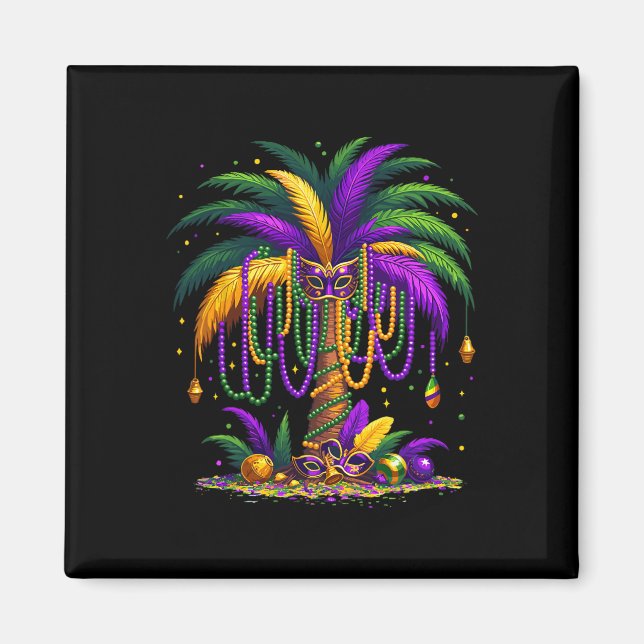 Imán Mardi Gras Palm Tree Hawái Hombres Fiestas Tropica (Frente)