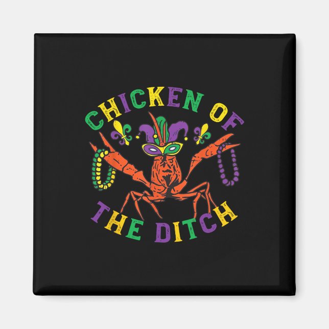 Imán Mardi Gras Pollo De Langosta De La Perra Retro Par (Frente)