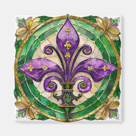 Imán Mardi Gras Sained Glass Fleur de lis
