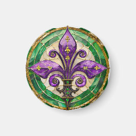 Imán Mardi Gras Sained Glass Fleur de lis