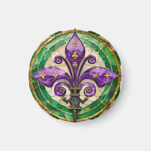 Imán Mardi Gras Sained Glass Fleur de lis