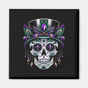 Imán Mardi Gras Skull Top Hat New Orleans Witch Médica