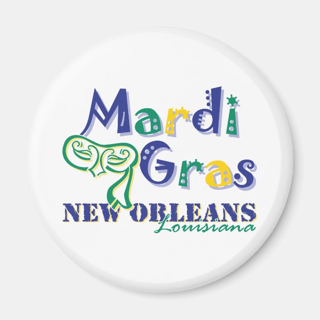 Imán Mardi Gras Tri Mask (Frente)