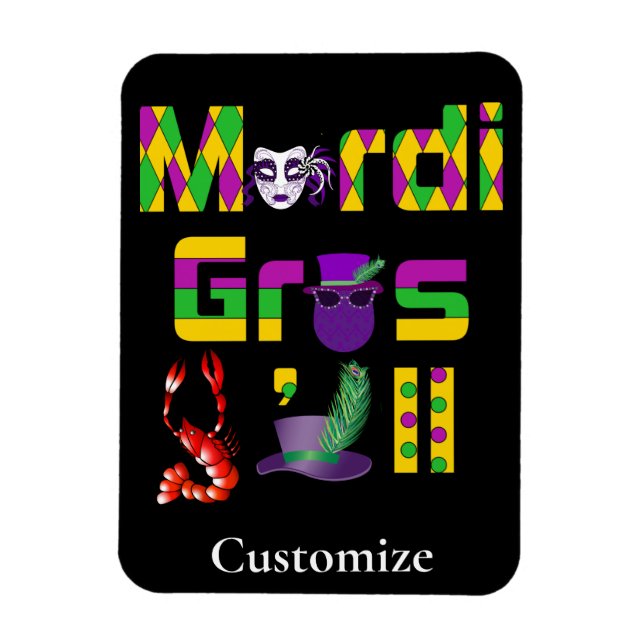 Imán Mardi Gras Y'all Thunder_Cove (Vertical)