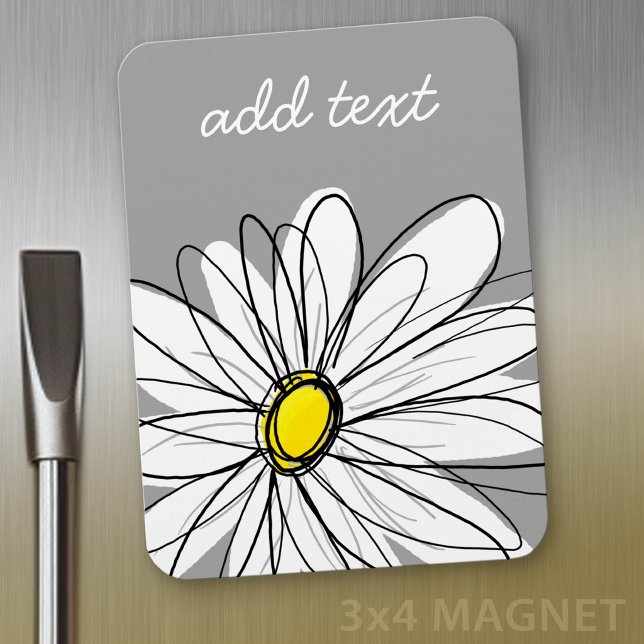 Imán Margarita de moda con gris y amarillo (Daisy Manget)