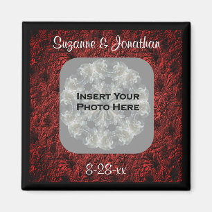Imán Margaritas de Borgoña Foto de Boda Personalizada