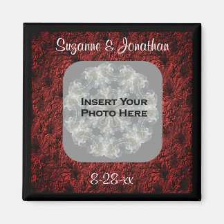 Imán Margaritas de Borgoña Foto de Boda Personalizada