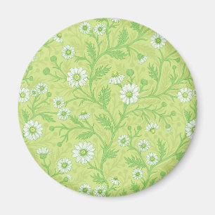 Imán Margaritas en blanco y verde sobre verde miel
