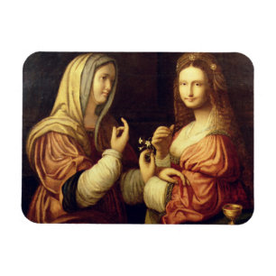 Imán Maria y Martha (aceite en el panel)