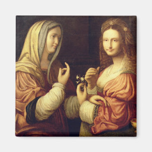 Imán Maria y Martha (aceite en el panel)