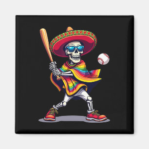 Imán Mariachi Skeleton Baseball Cinco De Mayo Mexicano