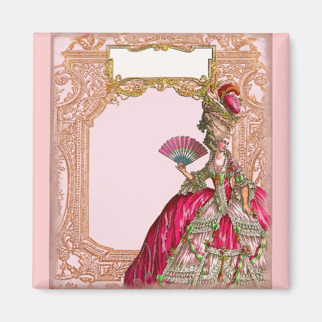Imán Marie Antoinette en rosa caliente (Frente)