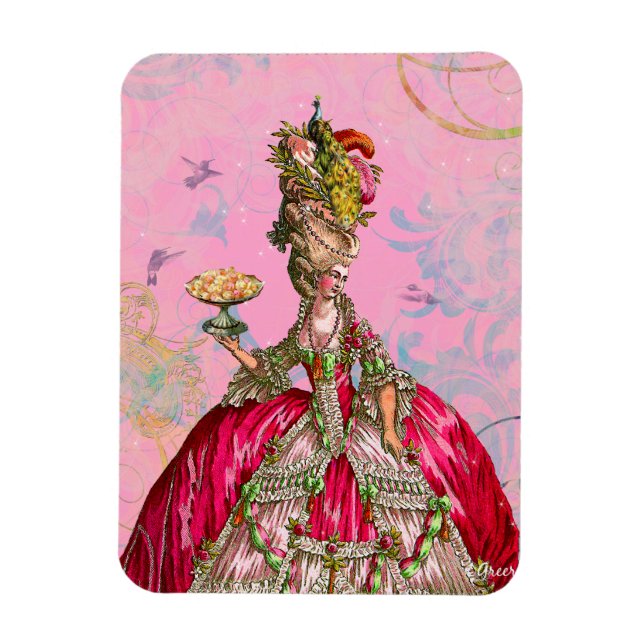 Imán Marie Antoinette & Hummingbirds en rosa (Vertical)