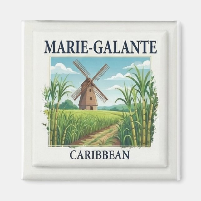 Imán Marie-Galante Guadeloupe Caribbean Windmill Tile (Frente)