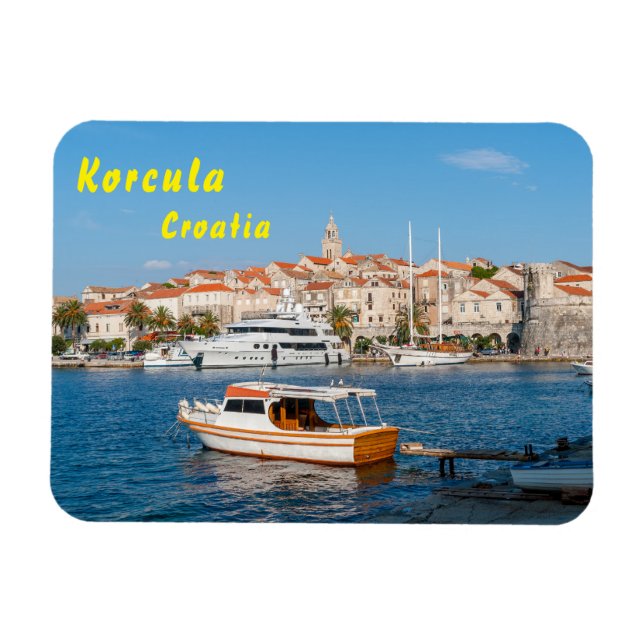 Imán Marina de la ciudad de Korcula - Dalmatia, Croacia (Horizontal)