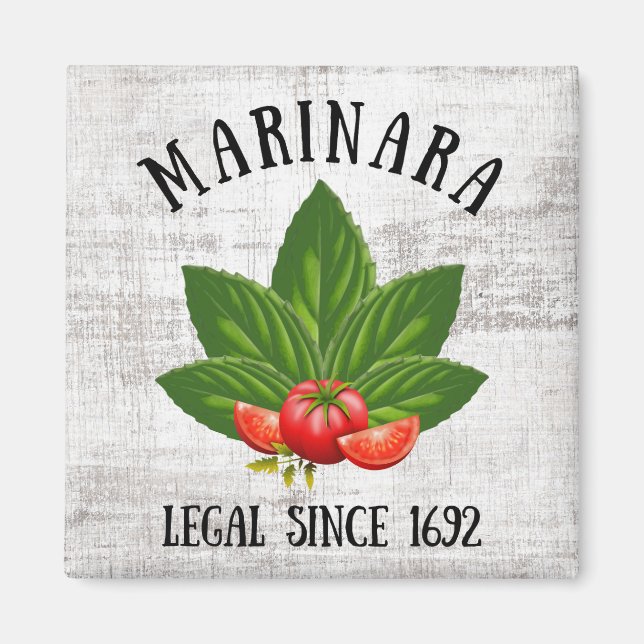 Imán Marinara Legal desde 1692 Basil deja tomates (Frente)