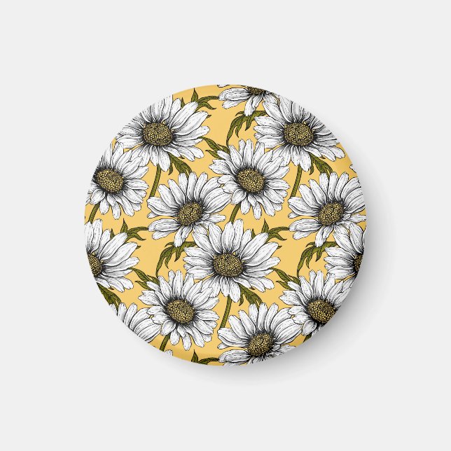 Imán Marinas blancas, flores silvestres en amarillo (Frente)