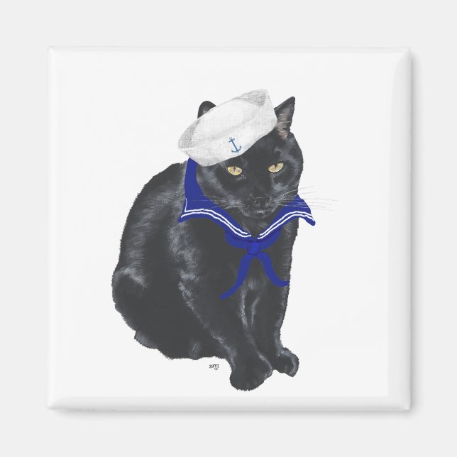 Imán Marinero Gato Negro (Frente)