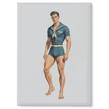 Marinero Retro en Traje de Baño Azul Marino