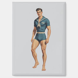 Imán Marinero Retro en Traje de Baño Azul Marino
