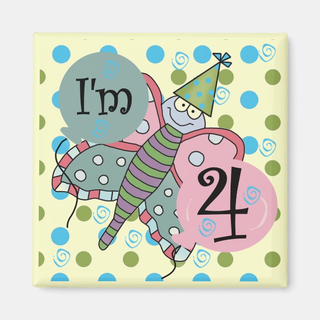 Imán Mariposa 4 camisetas de cumpleaños y regalos (Frente)