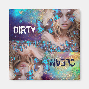 IMÁN MARIPOSA AZUL CON LAS CHISPAS DEL ORO VERDE