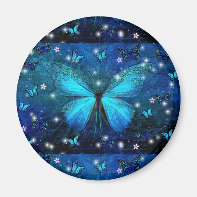 Imán Mariposa azul elegante (Frente)