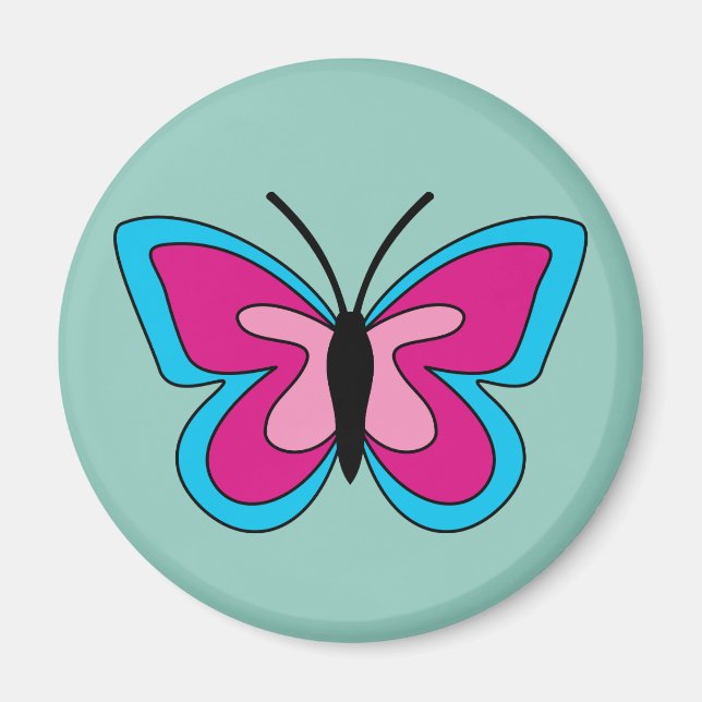 Imán Mariposa azul magenta rosa (Frente)