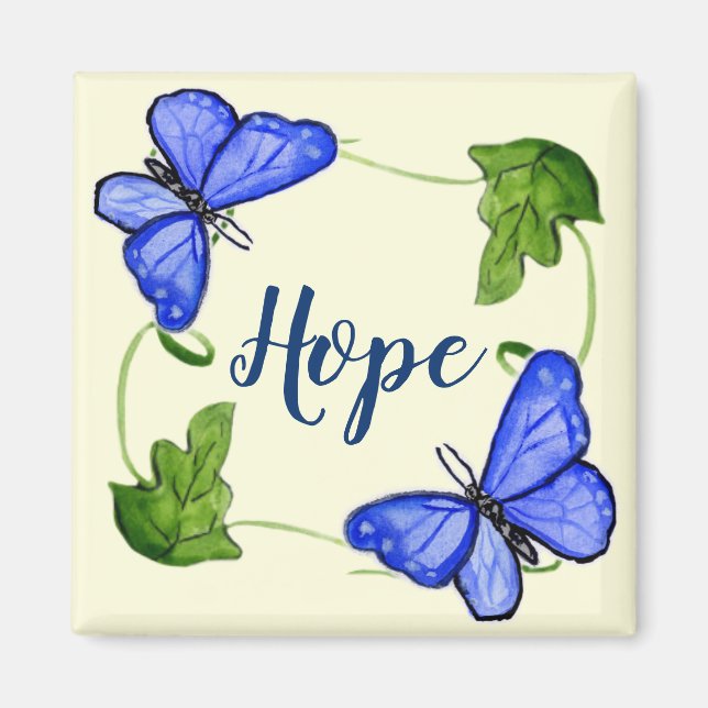 Imán Mariposa Azul personalizado Con Vines Magnet (Frente)