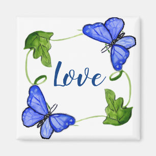 Imán Mariposa Azul personalizado Con Vines Magnet